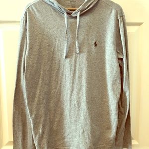 Long sleeve gray polo hoodie shirt